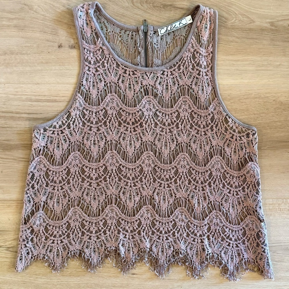 Chloe K Purple Lace Sleeveless Top Size L